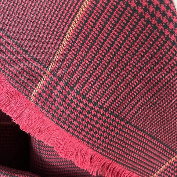 NWOT Laurie Felt Zoe Plaid Wrap Coat in Burgundy with Fringe Trim, Size 3x - Picture 5 of 11